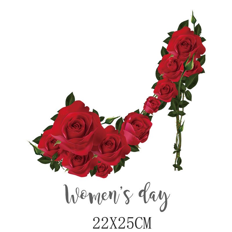 Factory Direct Iron Sticker Logo Design High heel heat transfers flower designers vinyl