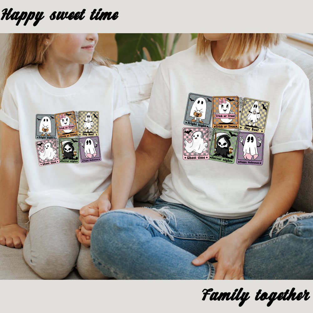 Sweet Spooky Halloween Vibes Designs Iron On Ghoul Gang Howdy Pumpkin DTF Heat Transfers Stickers Ready To Press For T-Shirts