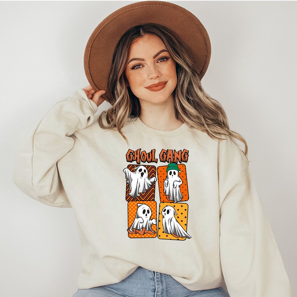 Sweet Spooky Halloween Vibes Designs Iron On Ghoul Gang Howdy Pumpkin DTF Heat Transfers Stickers Ready To Press For T-Shirts