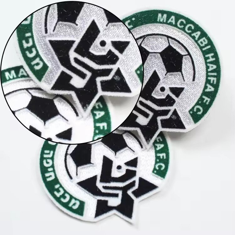 Custom Football Logo Heat Transfer Printing Flock Patches with Iron on