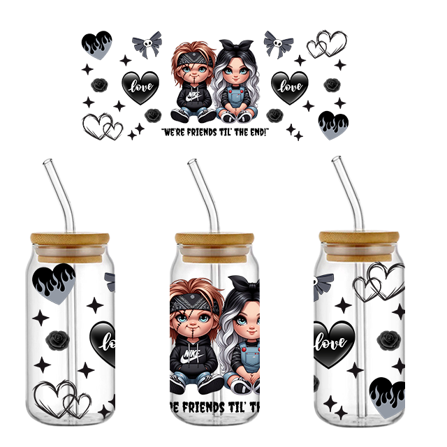 Wholesale Custom 16oz UV DTF Glass Cup Wraps Cute Design for Halloween Heat Transfer Printing dtf transfer custom uvdtf penwraps