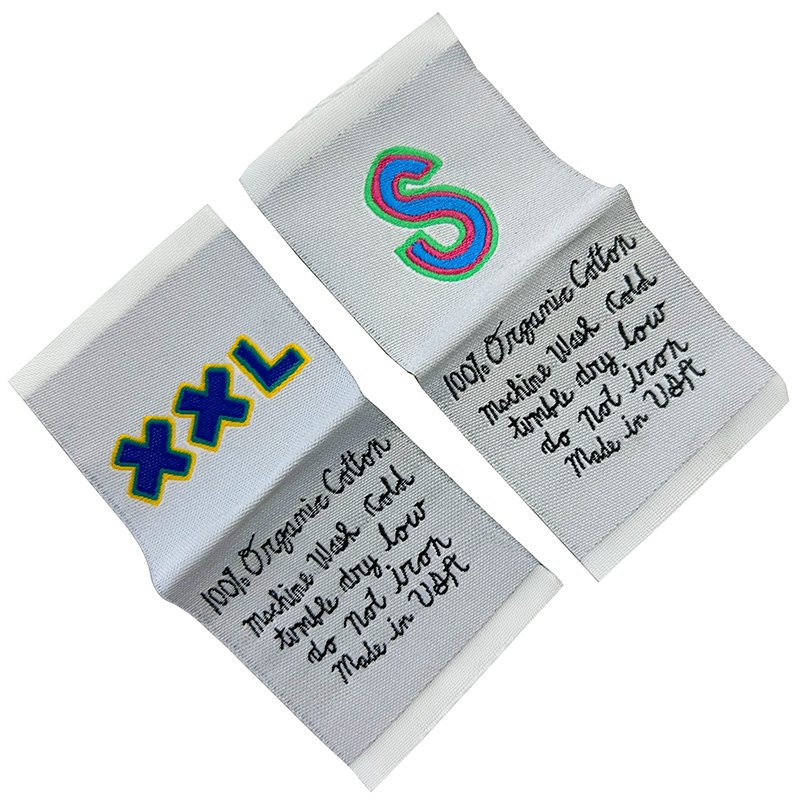 Custom Fabric Labels Iron On Logo Printing Machine Manufacturers Garment Satin Cloth Clothing Woven Label