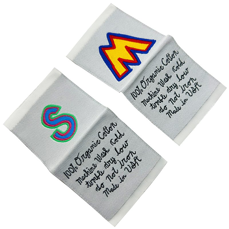 Custom Fabric Labels Iron On Logo Printing Machine Manufacturers Garment Satin Cloth Clothing Woven Label