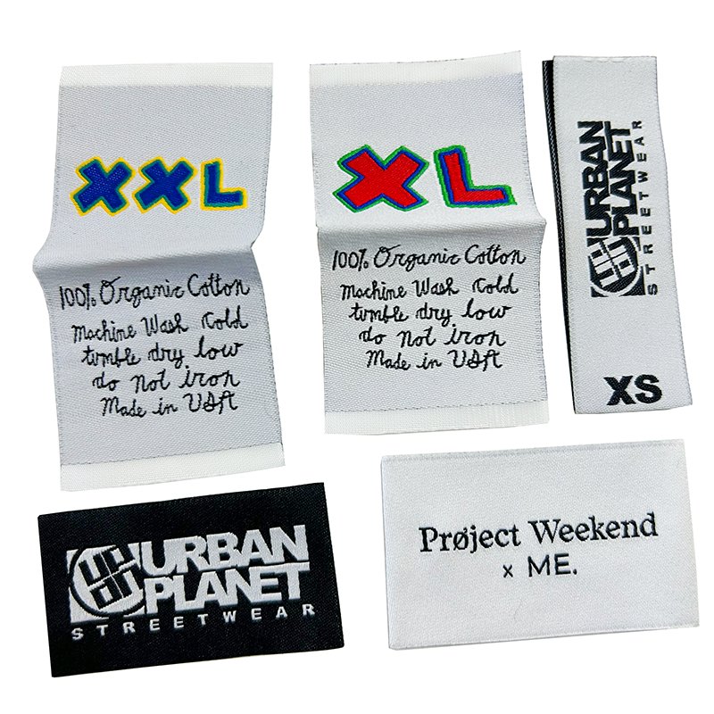 Custom Fabric Labels Iron On Logo Printing Machine Manufacturers Garment Satin Cloth Clothing Woven Label