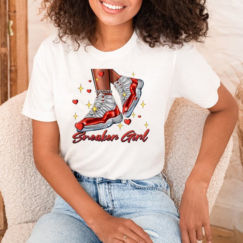 Shoes Sneaker Girl Collecting Heat Transfer Printing Stickers Applique Ready To Press For Garment Shirt Bags Sweatshirt Garment