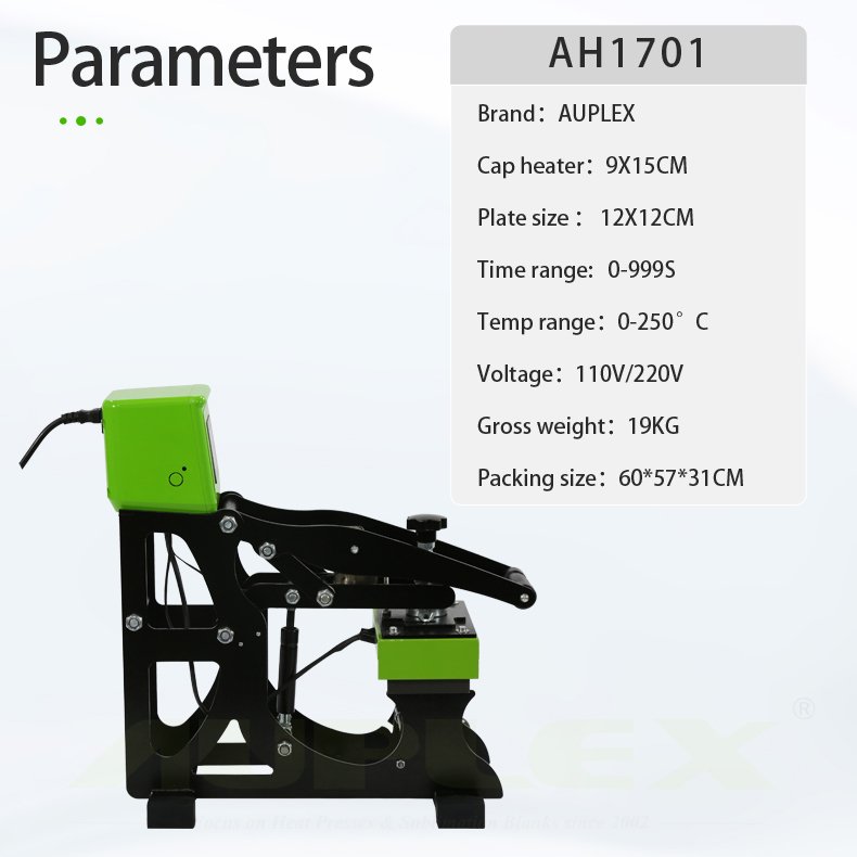 Auplex high quality auto open cap hat custom logo label heat transfer machine for sale