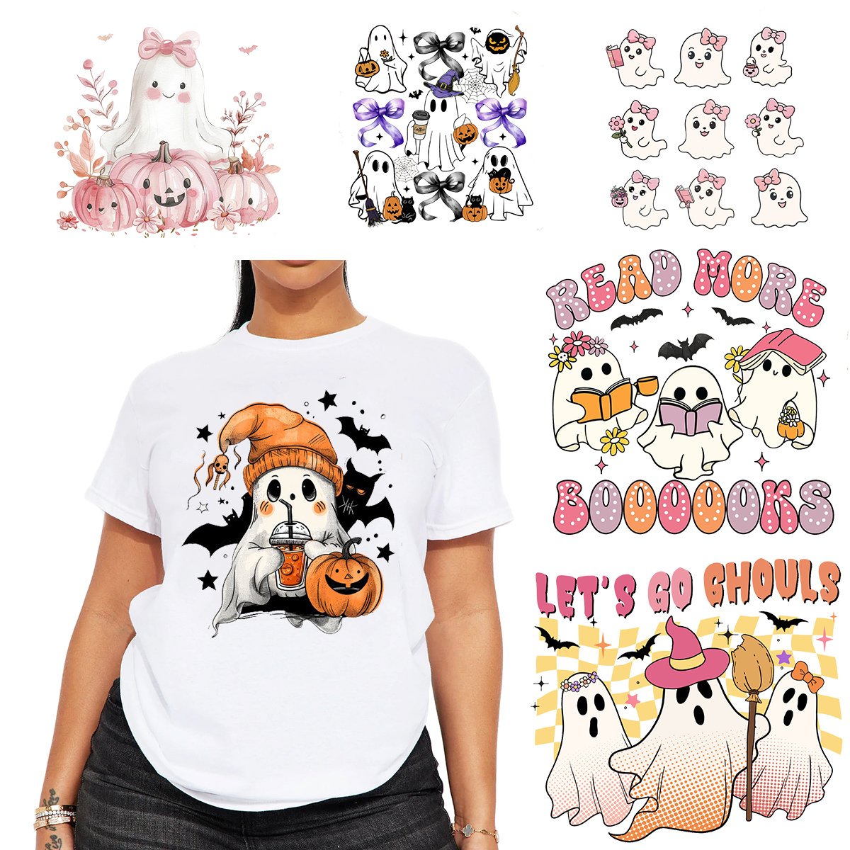 Transfer printing No MOQ Halloween Custom DTF Stickers Heat Easy-to-Press Screen Printing for T-Shirts Tumblers Garments