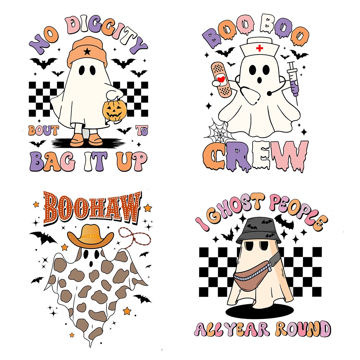 Transfer printing No MOQ Halloween Custom DTF Stickers Heat Easy-to-Press Screen Printing for T-Shirts Tumblers Garments