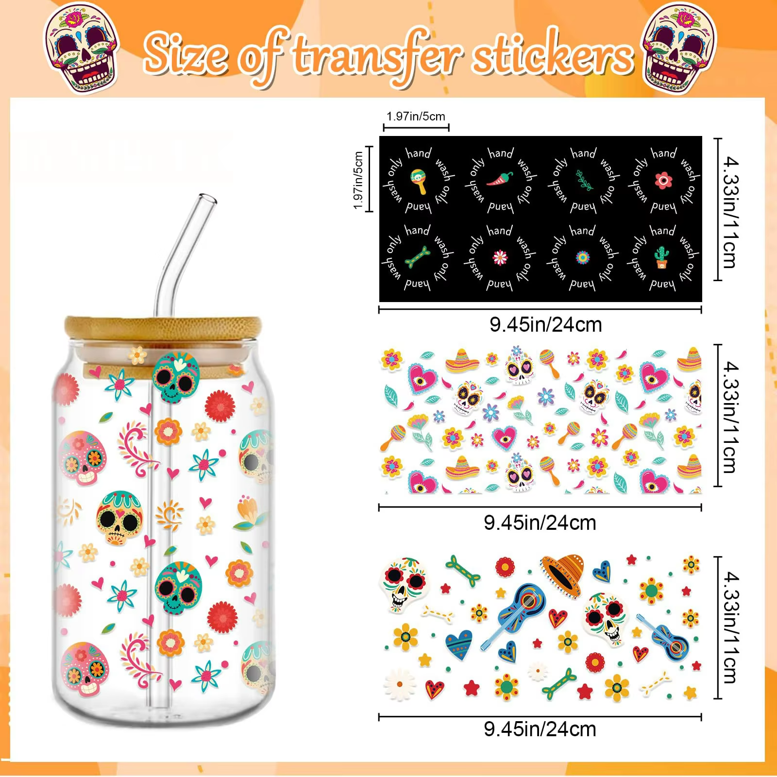 UV DTF Cup Wraps Custom 16 oz Glass Waterproof and Washable Water Transfer Printing for Mugs