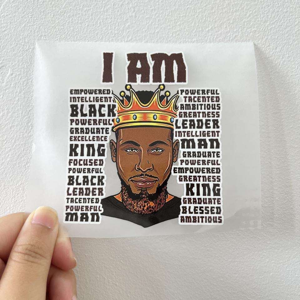 No MOQ Custom Black Man Designs Offset Transfer Prints Iron On Flocking Patch DTF Screen Print Heat Transfers Logo for T shirt