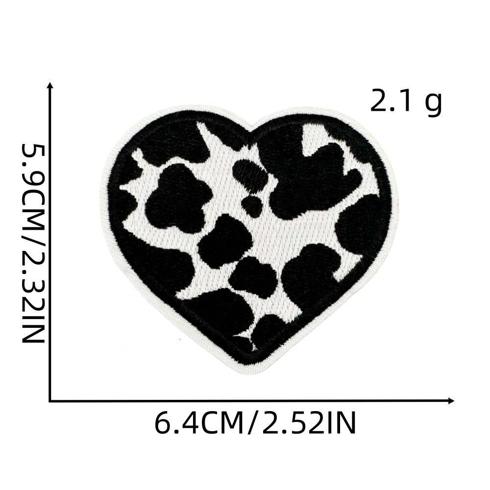 Trendy Heat Transfer Embroidery Patches Iron on Cow Print Hat Heart Butterfly Flower Embroidered Patch for Bag Jeans Clothing