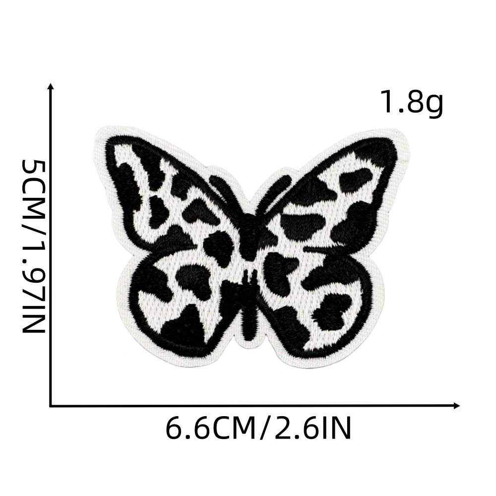 Trendy Heat Transfer Embroidery Patches Iron on Cow Print Hat Heart Butterfly Flower Embroidered Patch for Bag Jeans Clothing
