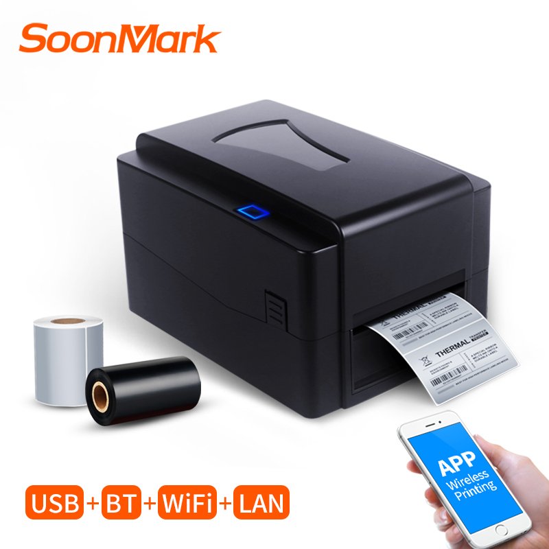 Soonmark 4inch direct thermal transfer barcode printers 300dpi with high printing speed tsc barcode printer for home and office