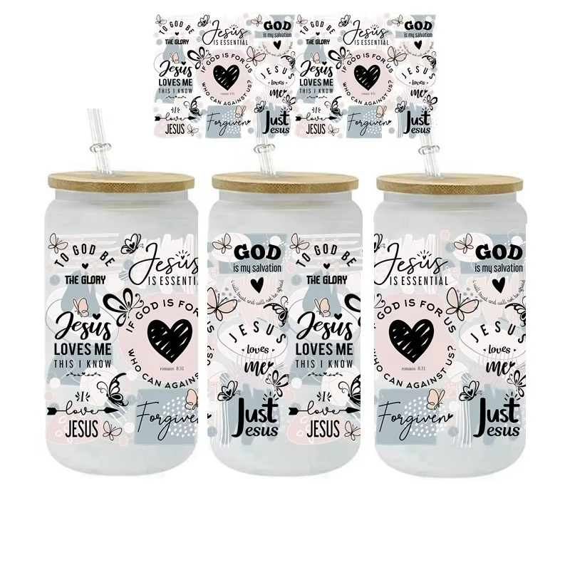 16oz UV DTF Cup Wraps 20000+ New Waterproof Washable Vinyl Glass Material Water Transfer Printed for Tumblers