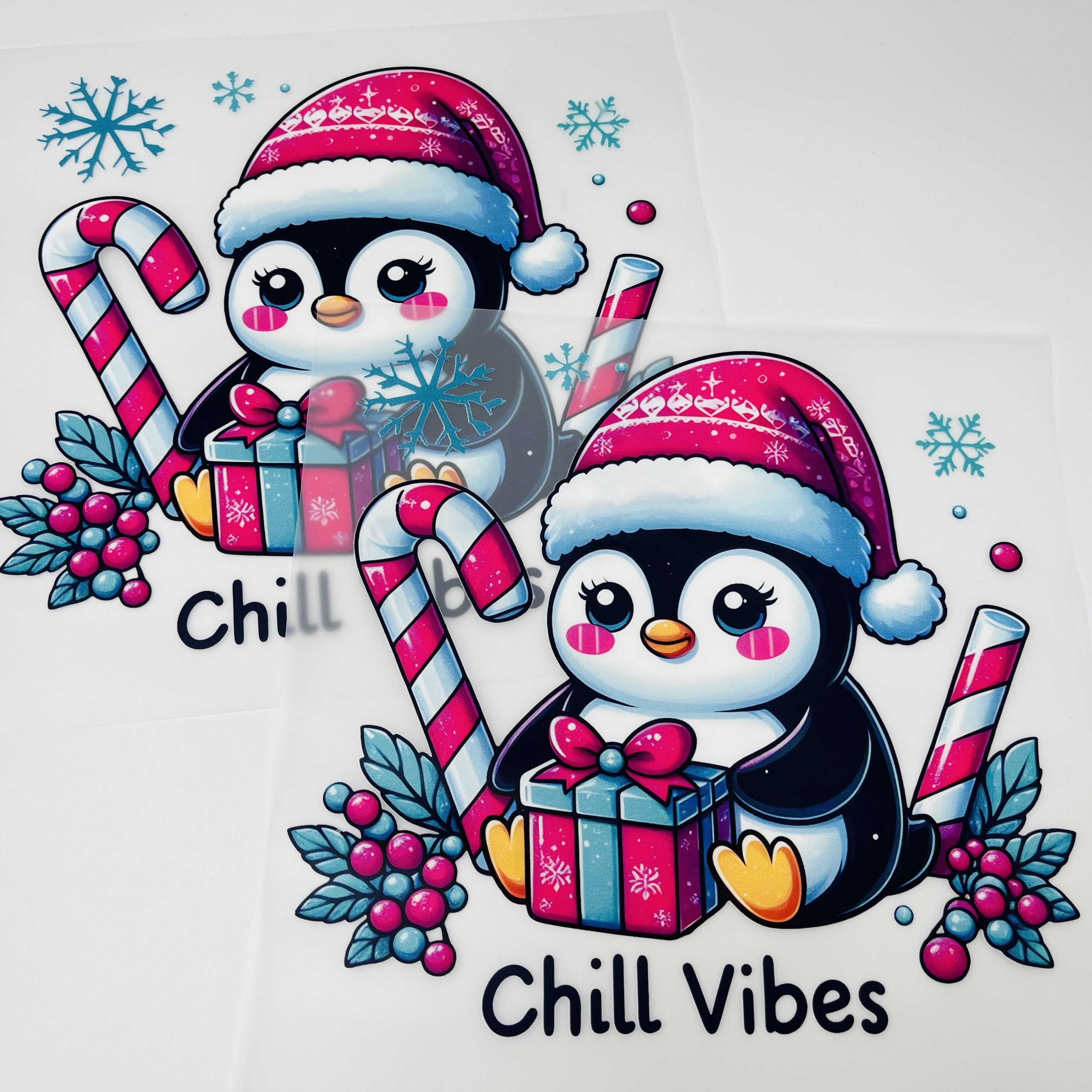 Wholesale low MOQ vinyl Christmas heat transfer stickers ready to press dtf film transfer printing for t-shirt