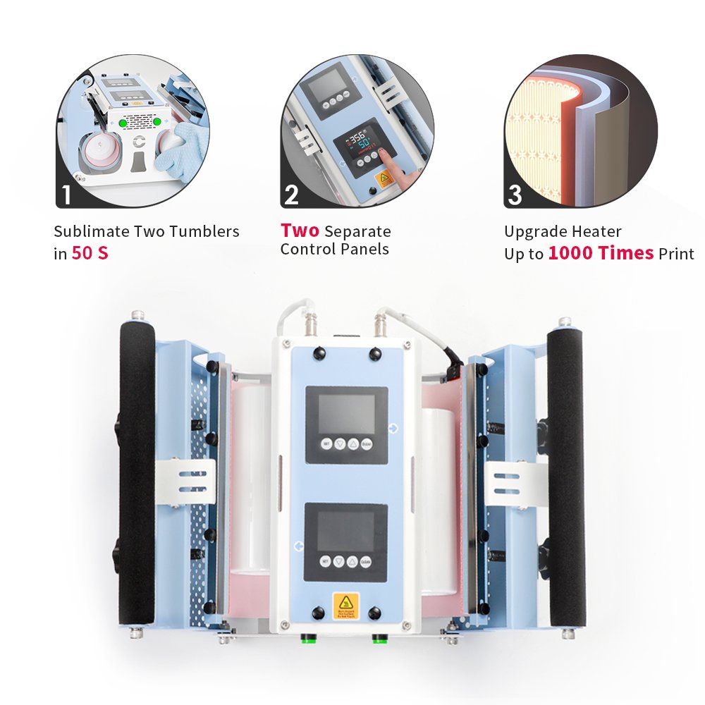 2025 PYD Life 30oz Double Station Dual Heat Press Machine Digital Sublimation Transfers Ready To Press For Mugs Cup Tumblers