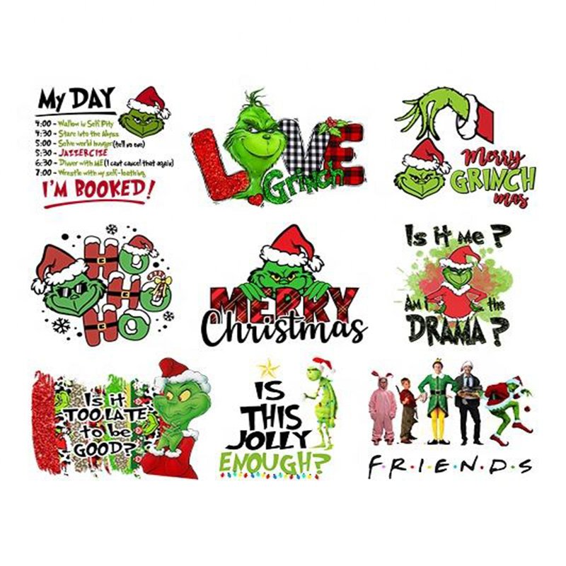 Vintage Christmas Heat Transfers Printing Holly Deer Car Iron On Patches For Clothing Heat Press Diy Applique On Clothes Decals