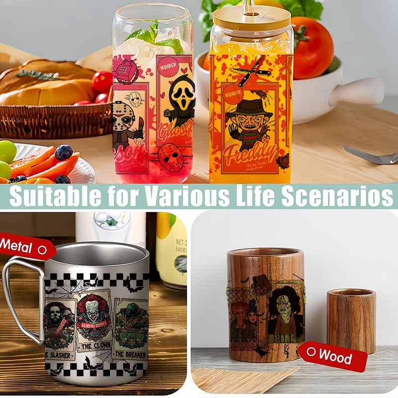 UVDTF cup lid transfer paper horror UVDTF cup wrapping transfer suitable for 16 ounce glass cups uv dtf transfer stickers