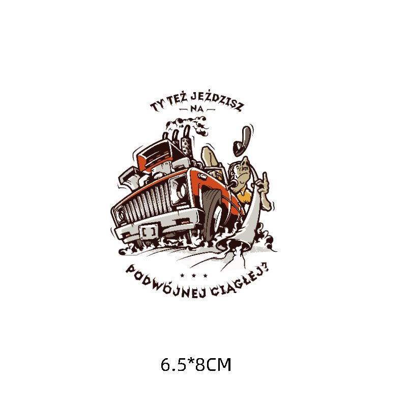 Customized Cartoon Car Heat Transfer Logo Sticker DTF Printing Service DIY Clothing Luggage Print T-shirt Heat Garment Labels