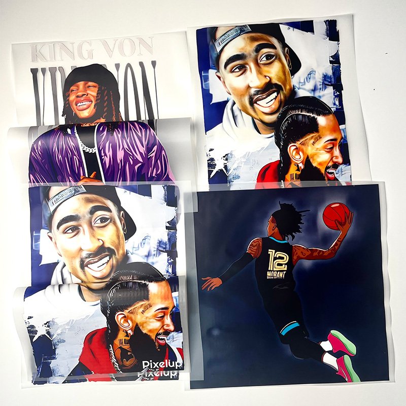custom Designer designs wholesale ready to press heat transfers prints stickers dtf transfers