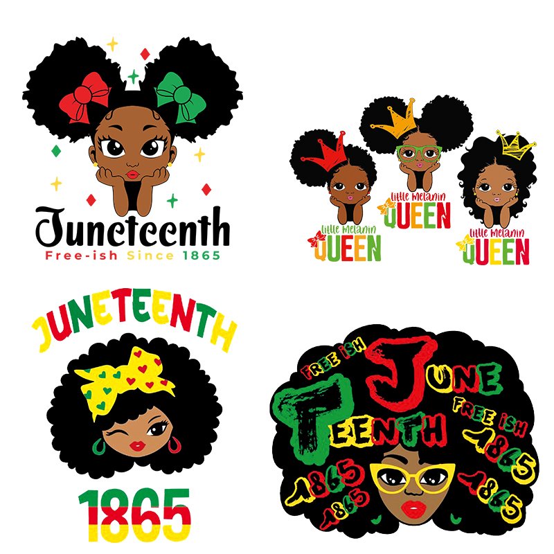 DTF transfer designs ready to press African girl iron on juneteeth vinyl heat transfers for t-shirts uvdtf cup wraps