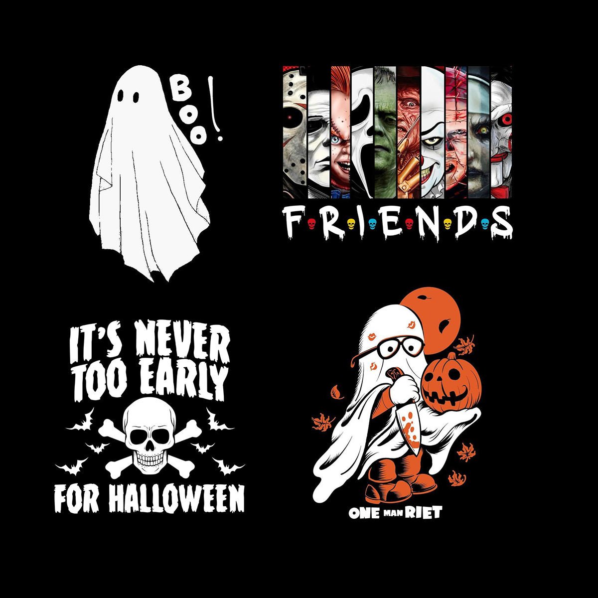 Cheap price DTF stickers no MOQ Halloween transfer printing Ready To Press Custom Screen Print Design For T -shirts hoodies