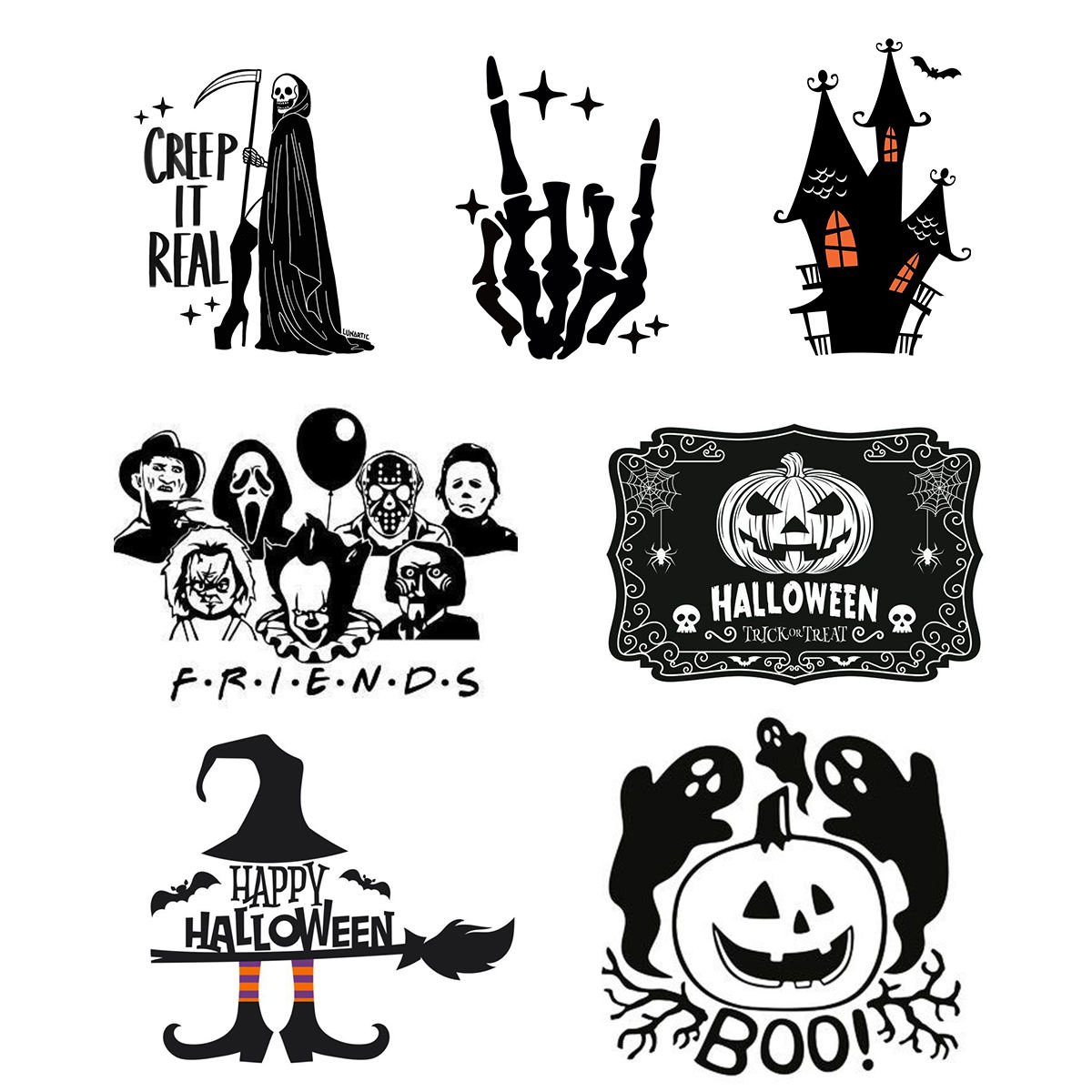 Cheap price DTF stickers no MOQ Halloween transfer printing Ready To Press Custom Screen Print Design For T -shirts hoodies