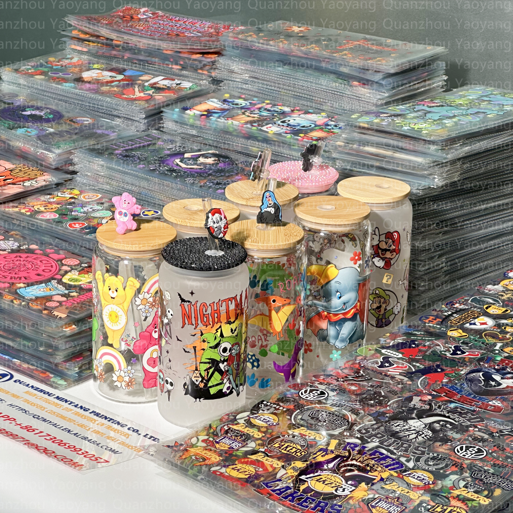 Wholesale low MOQ Halloween dtf transfers high quality waterproof 16oz wraps custom uv cup wrap ready to ship for cup
