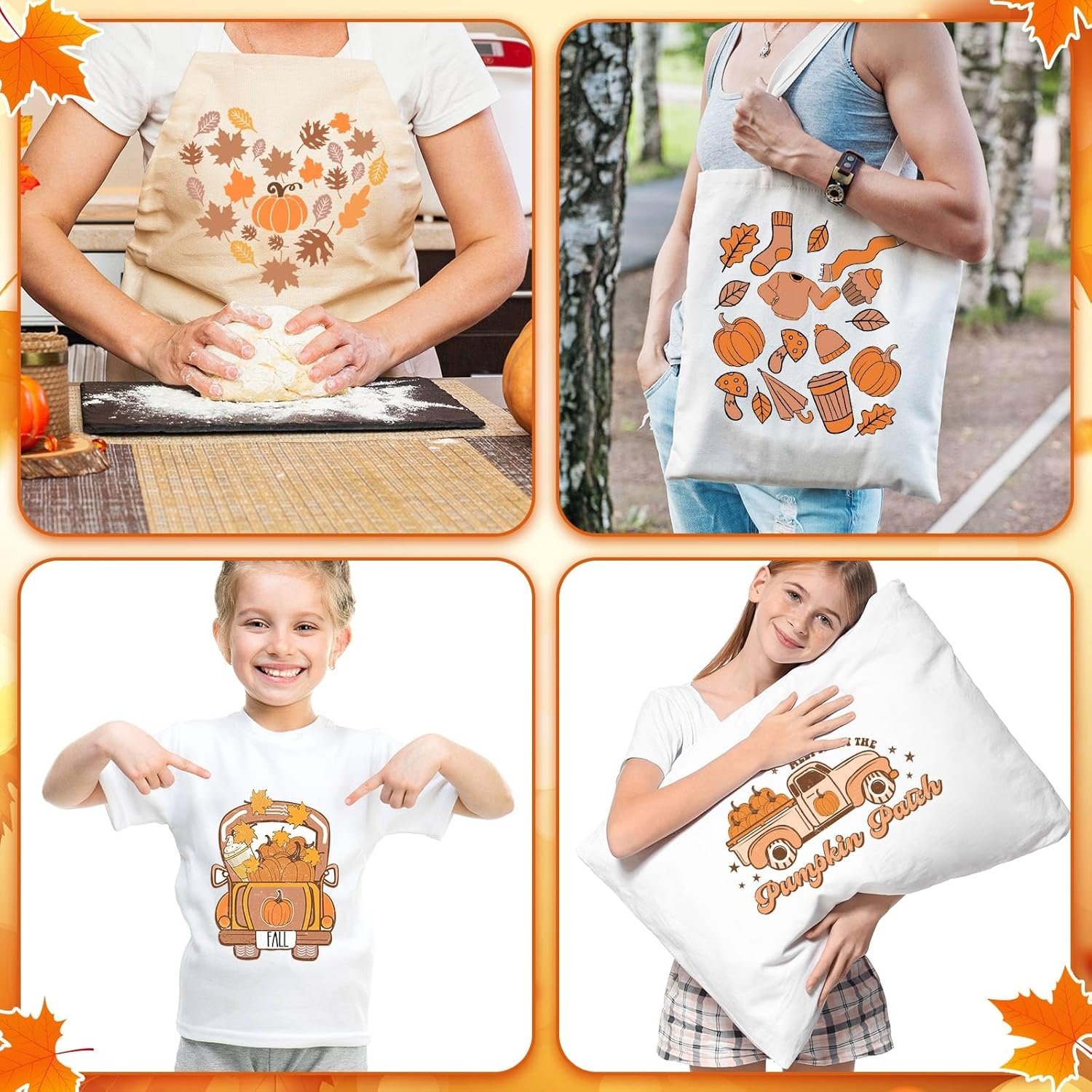 Fall Retro Iron On Transfer Patches for Jeans Fall Autumn Pumpkin DTF Heat Transfer Vinyl Stickers DIY Appliques for Clothing