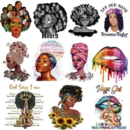 afro girl iron on custom transfer printing your own logo heat transfer plastisol film for Garment