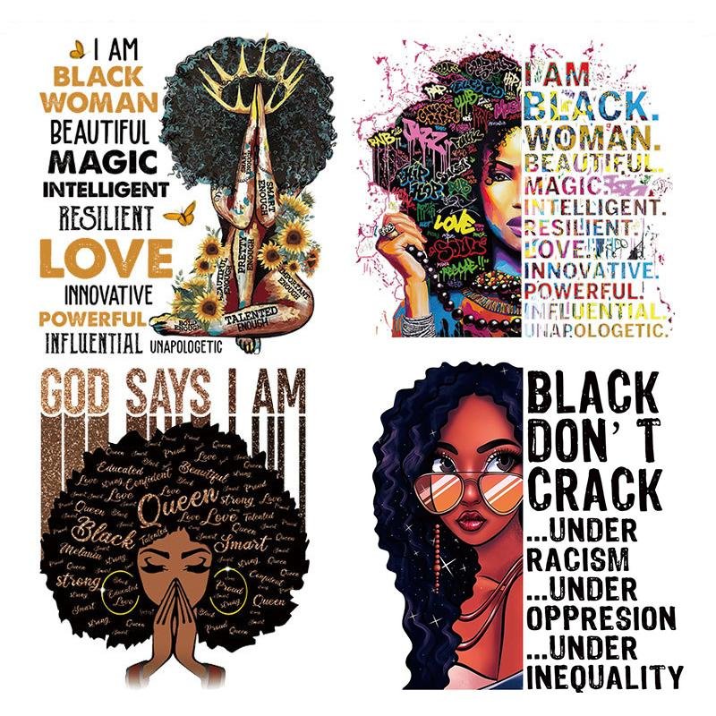 afro girl iron on custom transfer printing your own logo heat transfer plastisol film for Garment