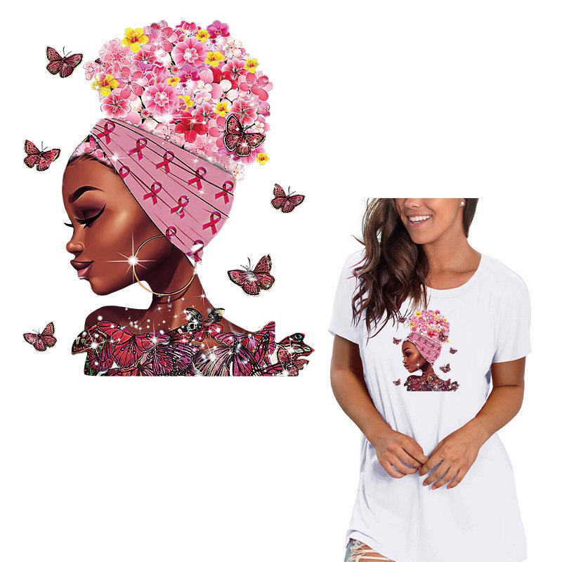 afro girl iron on custom transfer printing your own logo heat transfer plastisol film for Garment