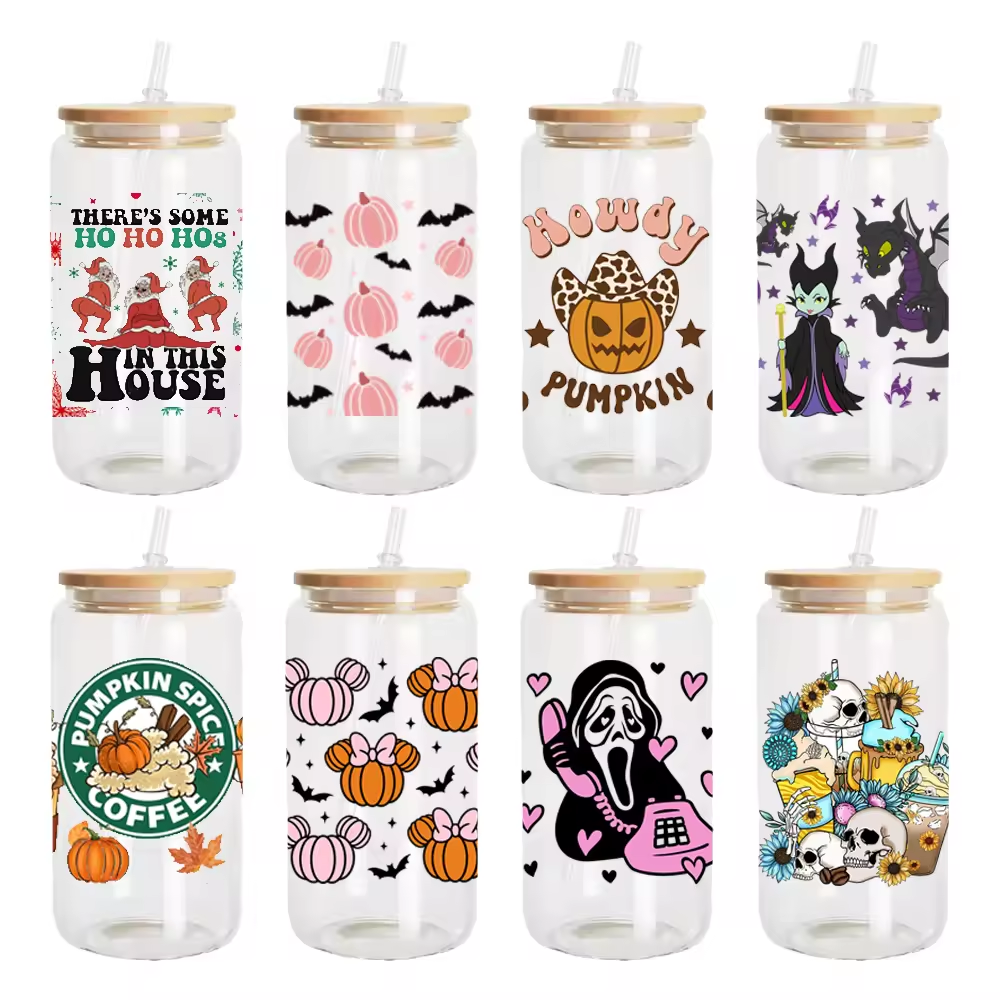 Wholesale Halloween Ghost Waterproof UV DTF Transfer Self-Adhesive and Washable for Cups via Water Transfer Printing Method