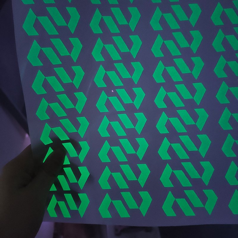 2025 glow in the dark PU PET luminous vinyl film sticker material heat transfer press printing paper sheet for t-s support custo