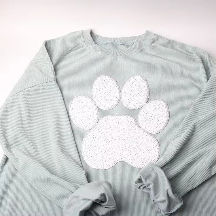 custom dtf transfer print sequin iron on patch fashion customized colorful iron on transfer print sequin appliques on t-shirt