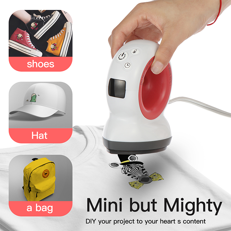 mini heat press machine, t-shirts shoes hats small HTV vinyl projects, portable easy press for clothes transfer printing