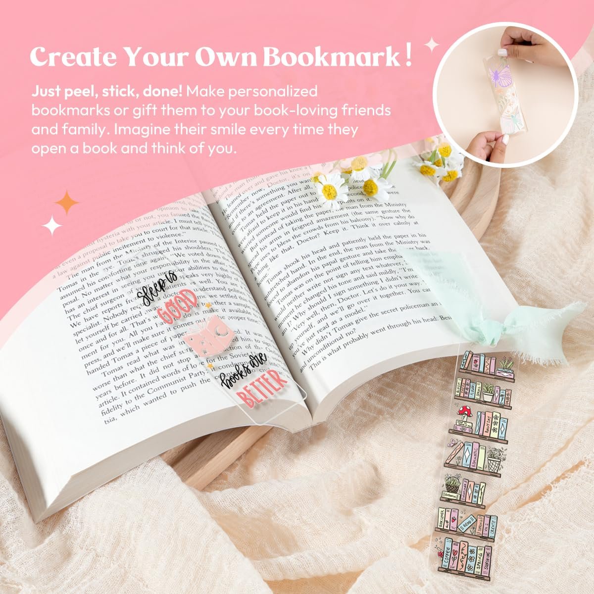 UV DTF Bookmark Wraps -15 Sheets Acrylic Bookmark Blanks UV Stickers About Booklover Theme, Rub on Transfers DIY Blank