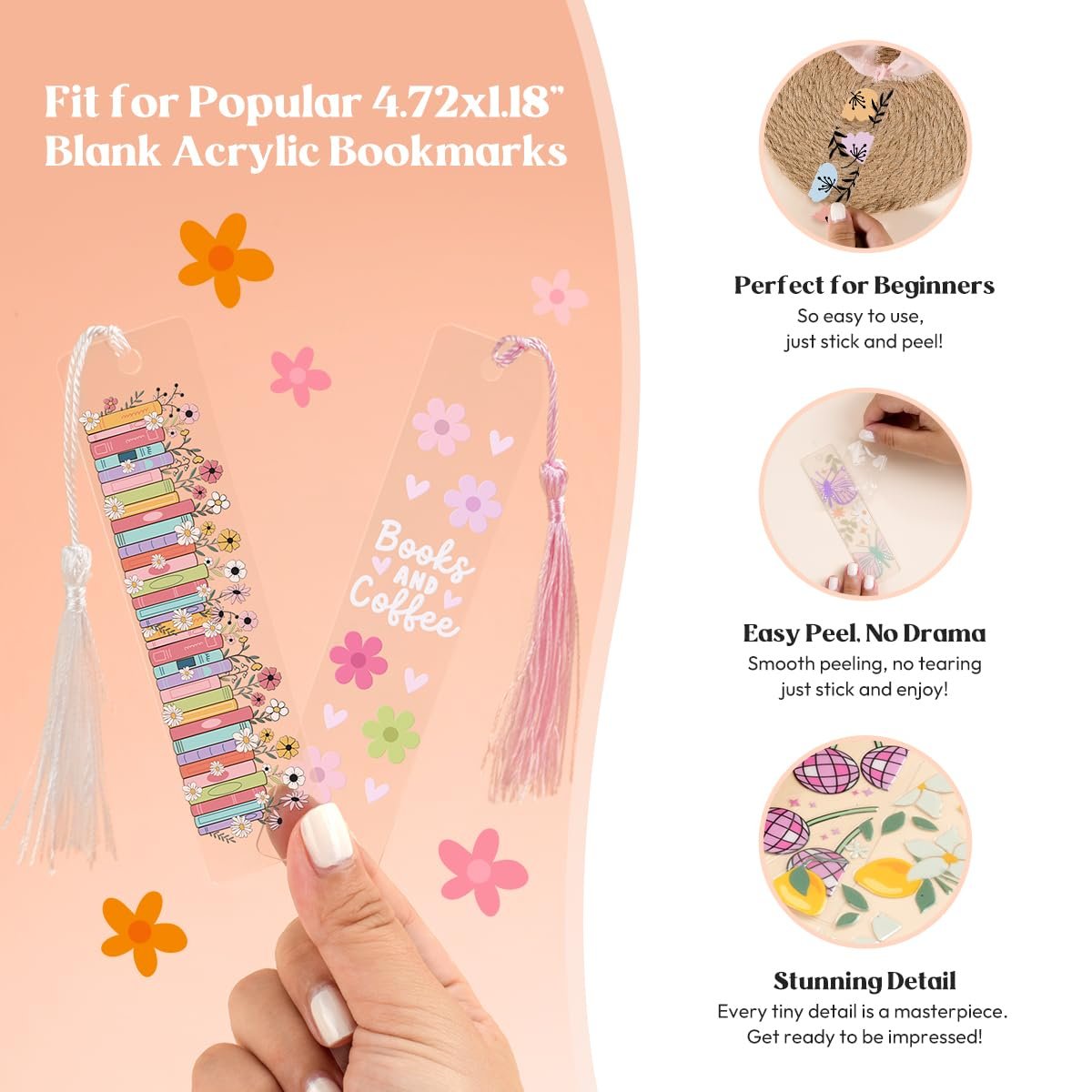 UV DTF Bookmark Wraps -15 Sheets Acrylic Bookmark Blanks UV Stickers About Booklover Theme, Rub on Transfers DIY Blank
