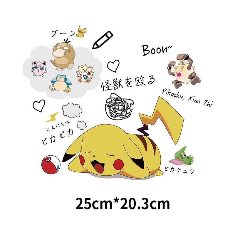 Cartoon Pikachu transfer Stickers Anime Heat Transfer print for Shirt Clothing Backpack Pillow Covers DTF Printing for Garment