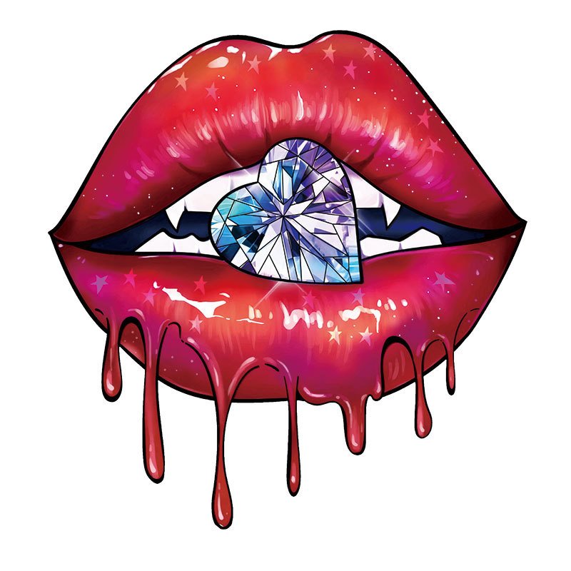 Heat transfer printed stickers for clothing custom vinyl sexy lips pattern white ink perm