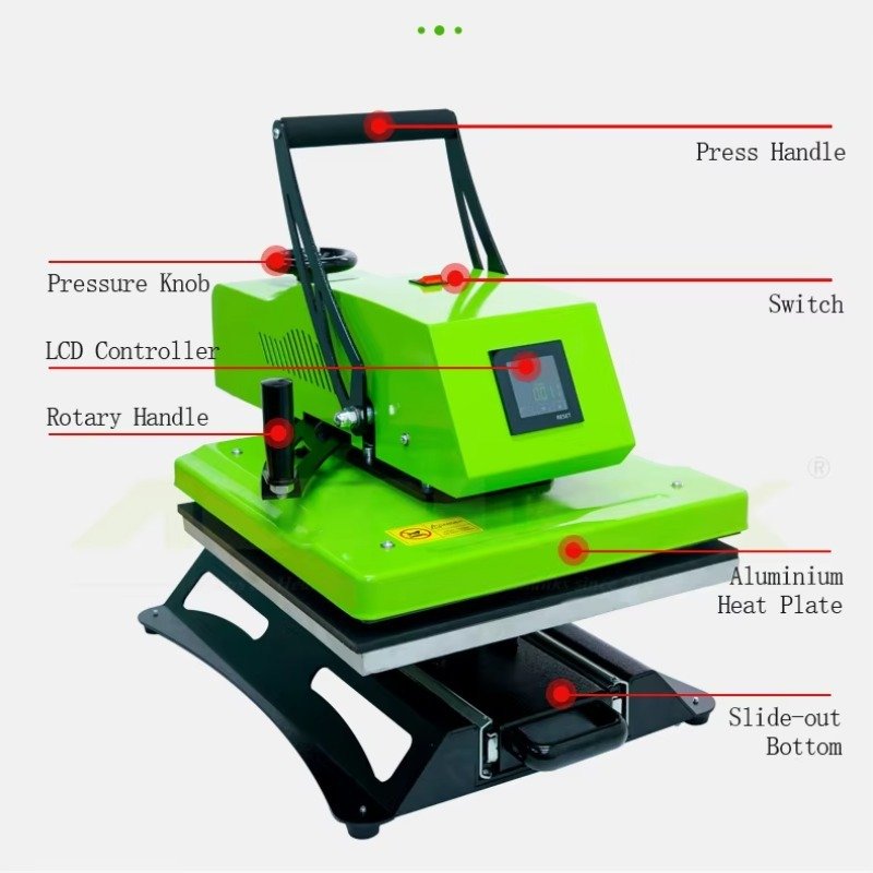 Sixfar 16X20 swing away high pressure insert t shirt type Rotary design with slide-out bottom heat press machine