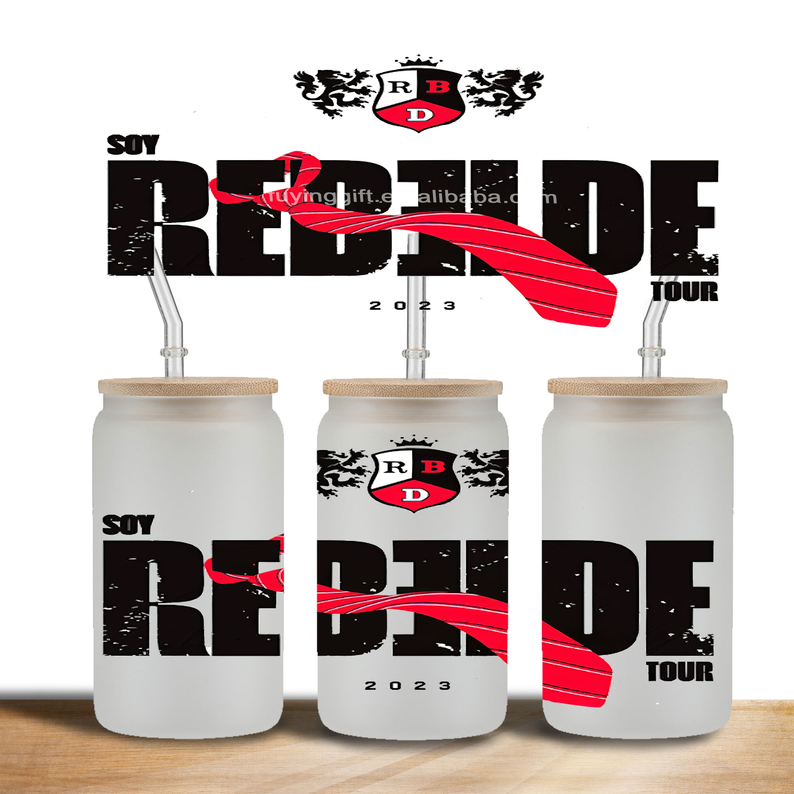 Ready fast ship MOQ 5 RBD Rebelde UV DTF cup wrap transfer stickers 3d uvdtf transfers for 16oz libbey cup