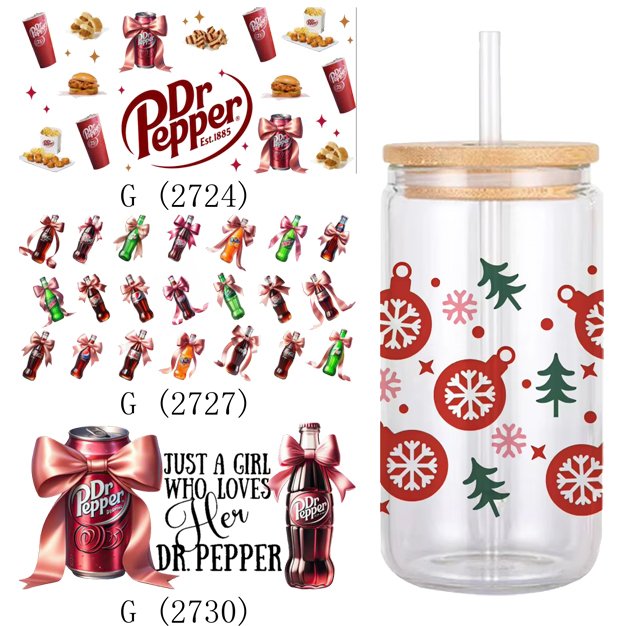 High Quality Customized 16 Oz & 20 Oz Cup Wraps UV DTF Transfer Printing for Bottle Use
