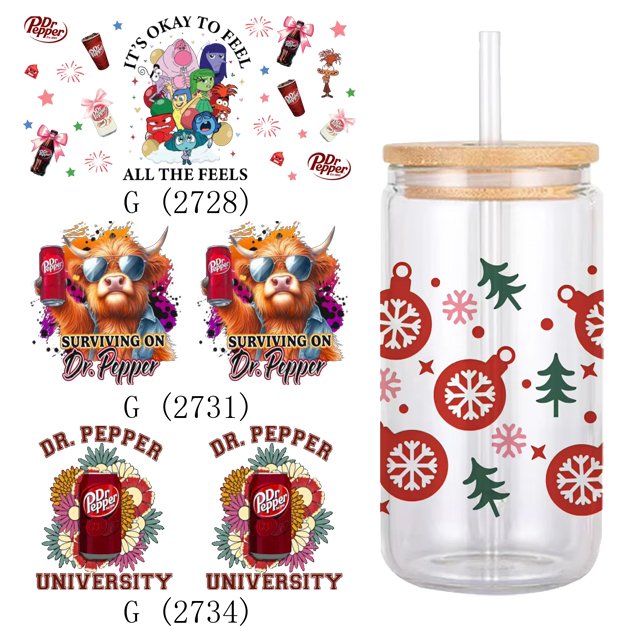 High Quality Customized 16 Oz & 20 Oz Cup Wraps UV DTF Transfer Printing for Bottle Use