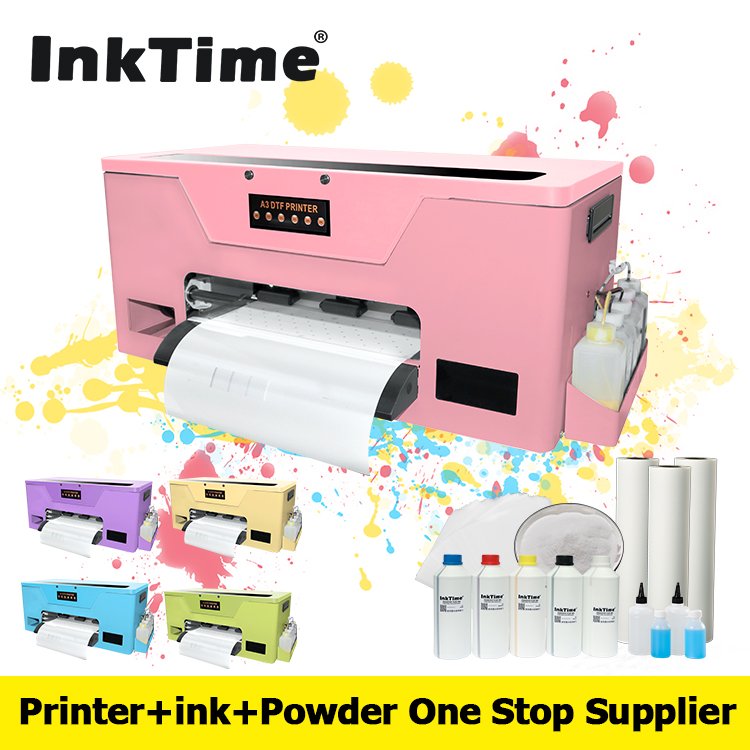 Dual Xp600 i3200 print head A3 30cm DTF pink printer t shirts printing machine heat transfer printing for cloth textile