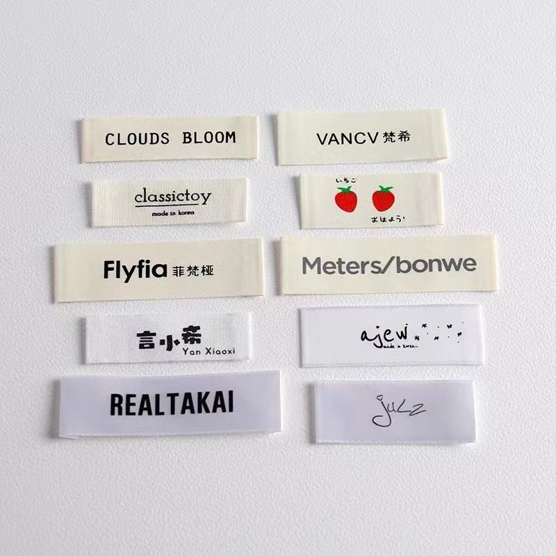 Custom Printed Logo Clothing Iron On Wash labels Wholesale Neck Size Wash Care Label Heat Transfer Clothes Label