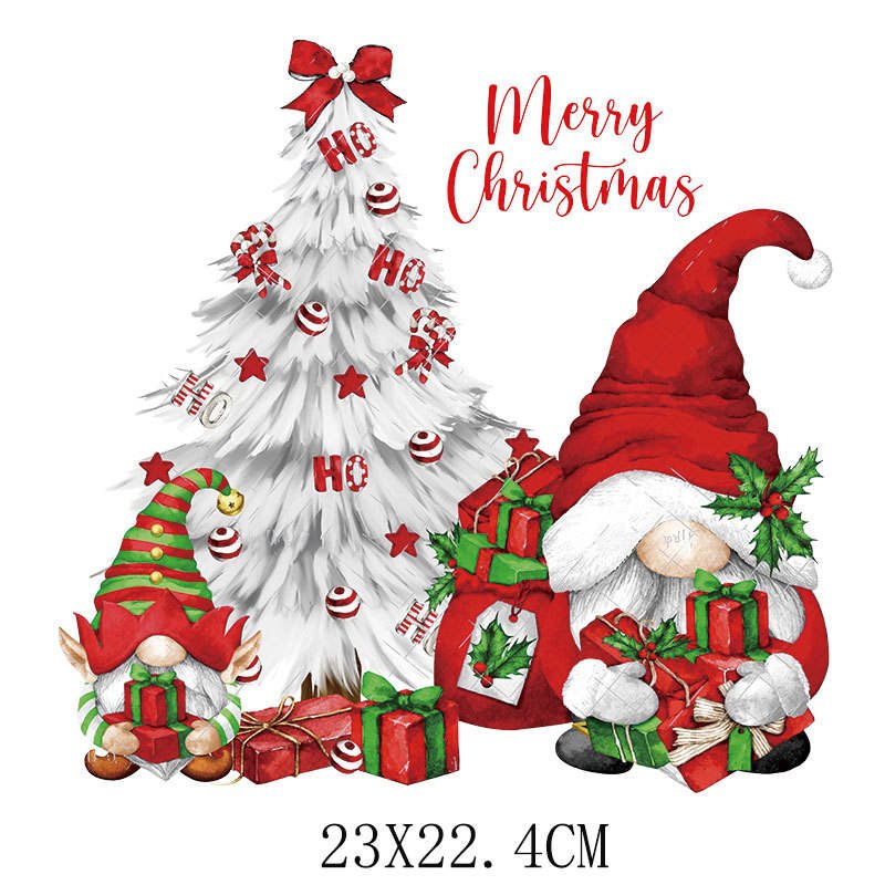 White Beard Christmas Elf iron on transfer for clothing dtf transfers ready to press Heat Transfer Printing