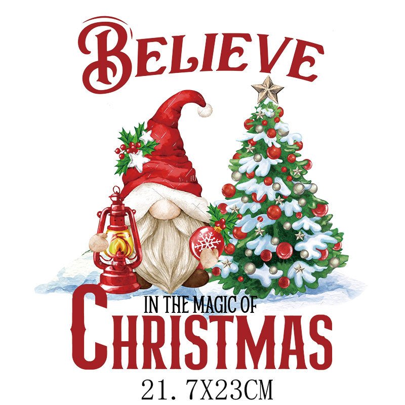 White Beard Christmas Elf iron on transfer for clothing dtf transfers ready to press Heat Transfer Printing