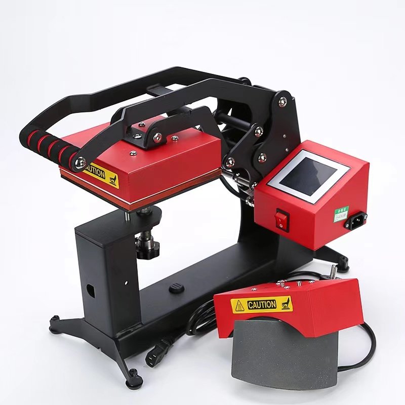 High Efficiency 2in1 Electric Flatbed Press Machine Heat Transfer Printing Hats T-Shirts Paper Labels Garment Printing Shops