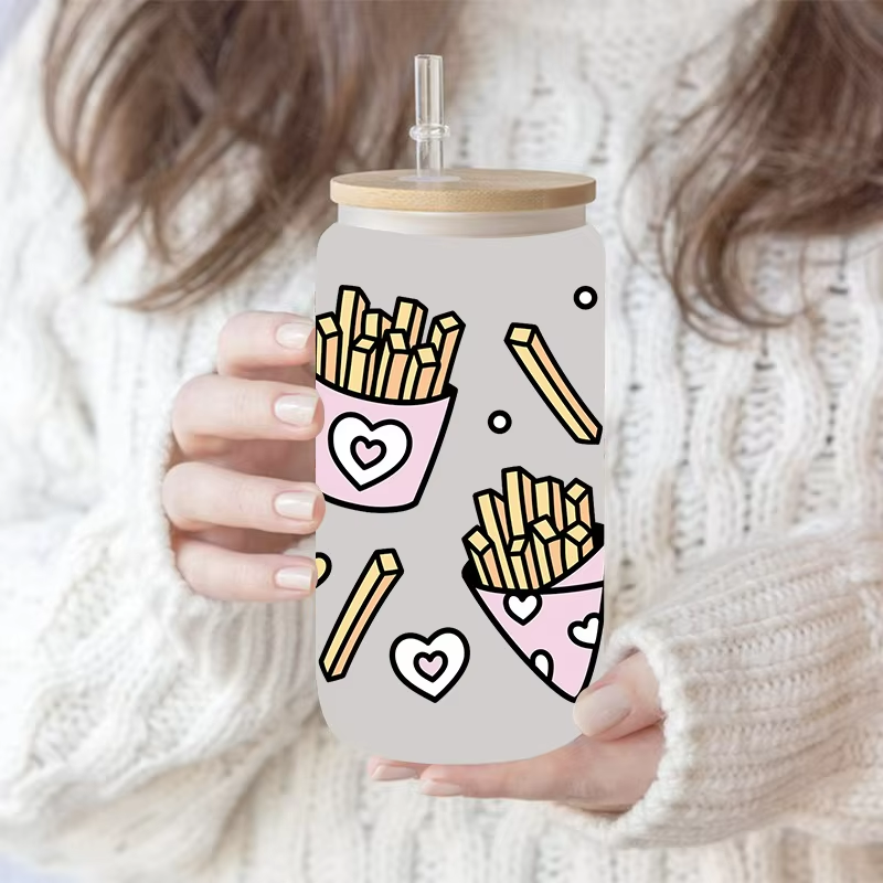 Beautiful Customized 16 oz UV DTF Cup Wraps Waterproof and Washable Vinyl for Tumblers Water Transfer Printed Design